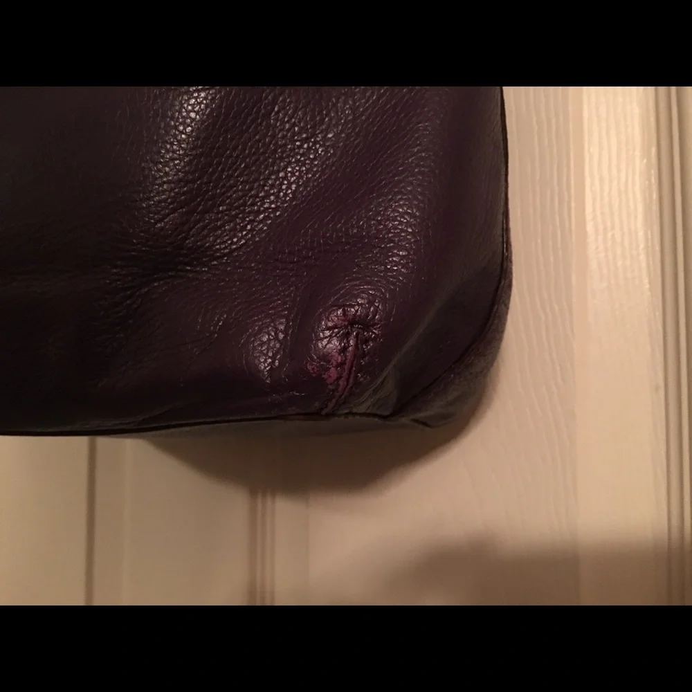 Kate Spade large dark purple pebbled leather handbag